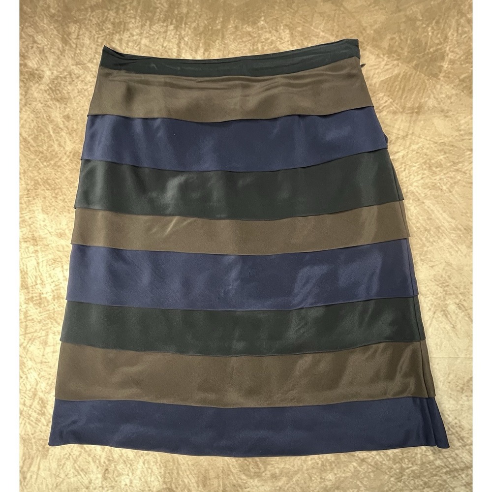 Size 14 Layered 100% Silk Skirt By Boden In Brown Blue And Black